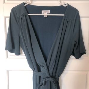 Wrap teal green dress